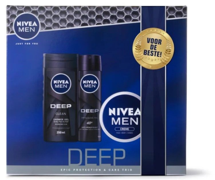 MEN Deep Geschenkset Mannen - Cadeau Man - Giftset met Douchegel, Deodorant en Crème - Sinterklaas Cadeau - Kerstcadeau