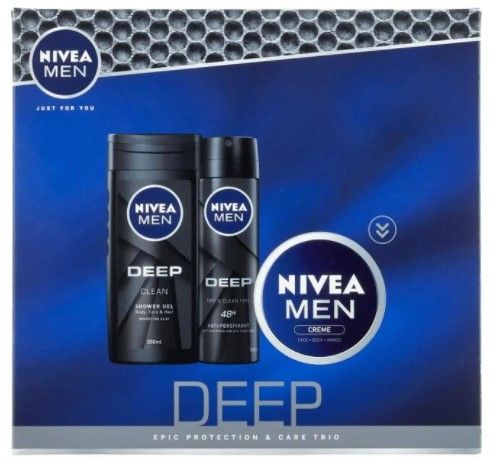 MEN Deep Geschenkset Mannen - Cadeau Man - Giftset met Douchegel, Deodorant en Crème - Kerst Kado - Kerstcadeau