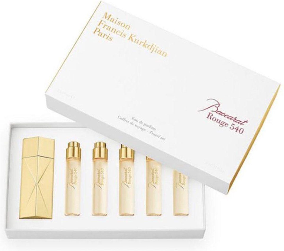 Baccarat Rouge 540 - 5 x 11 ml eau de parfum recharge purse spray + travel spray case gold edition - unisexparfum
